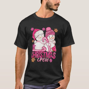 T-shirt Pink Christmas Crew Snowman Avec Sucre de canne Xm