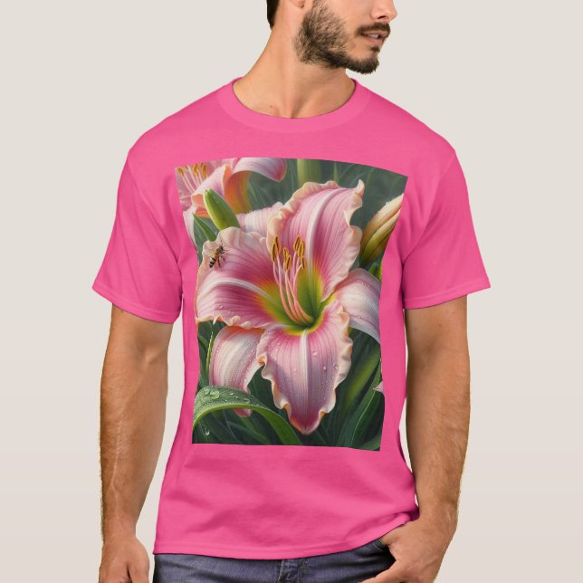 T-shirt Pink Daylily Floral (Devant)