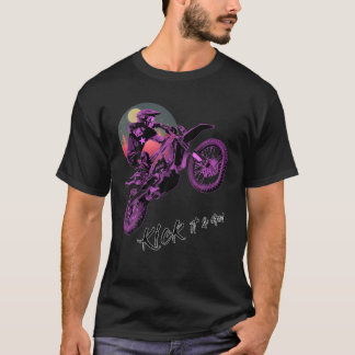 T-shirt Pink Dirt Vélo Rider Motorbike Racer Retro Sunset