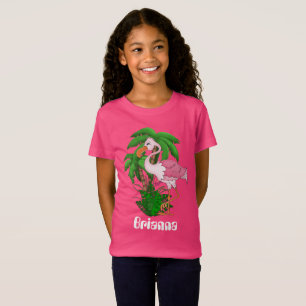 T-Shirt Pink flamingo palmier filles personnalisable t-shi