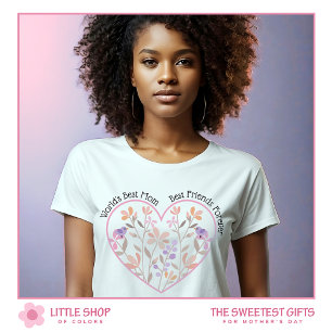 T-shirt Pink Floral Heart Journée Mondiale de la Meilleure