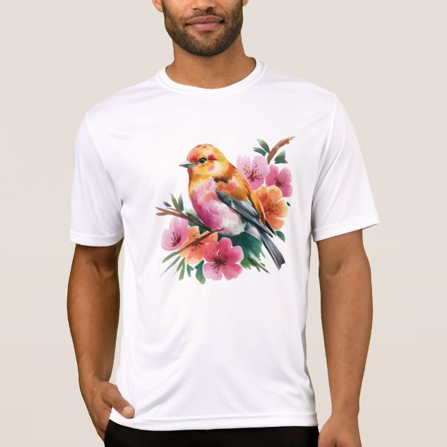 T-shirt Pink Flower Bird (Devant)