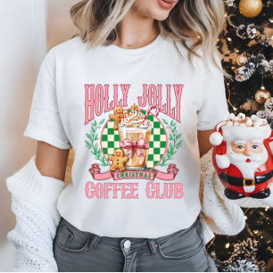 T-shirt Pink Girl Christmas Coffee Club Holiday
