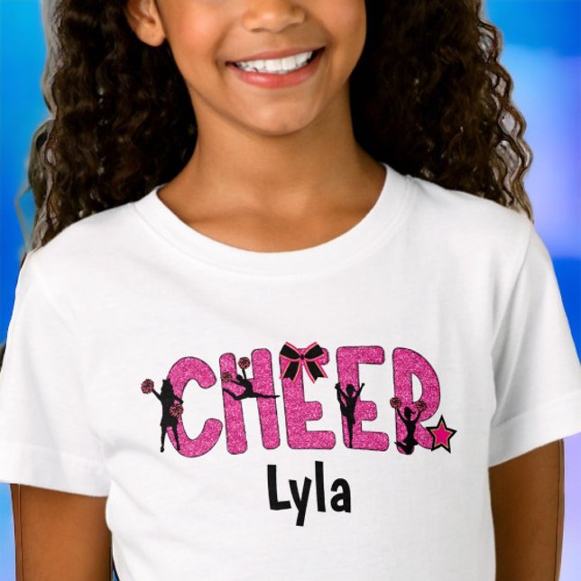 T-Shirt Pink Glitter Cheerleader Cheerleader Cheer Personn (Créateur téléchargé)