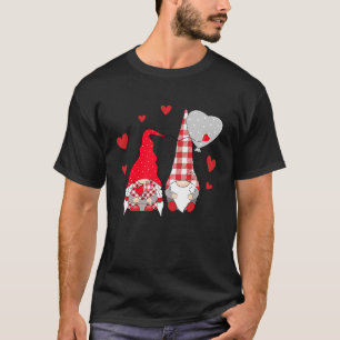 T-shirt Pink Gnome Love Plaid Heart Balloons Valentine's D