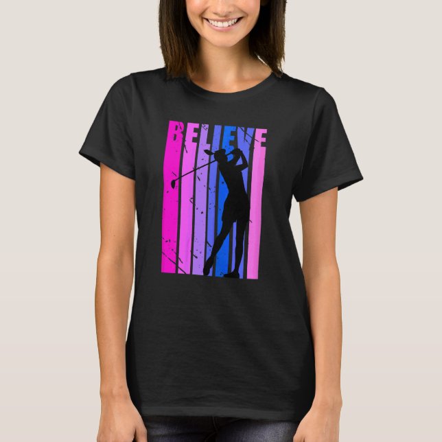 T-shirt Pink Golfen Womens Kid Golfer Joue Anniversaire Vi (Devant)