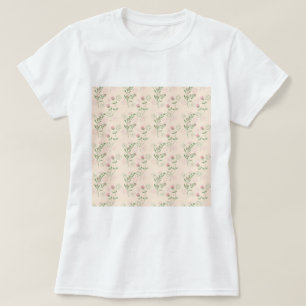 T-shirt Pink Green Retro Y2K les années 70 Fleur Motif