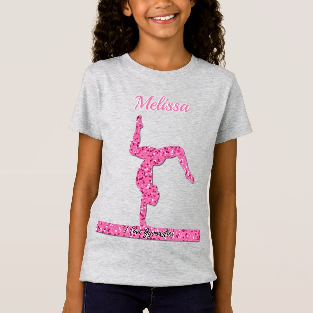 T-Shirt Pink Gymnastique Fille Éperche Balancier (Devant)