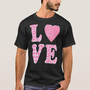 T-shirt Pink Happy S Day Valentines Love Heart Leopard Pla