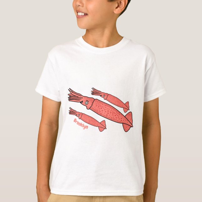 T-shirt Pink happy squid cartoon illustration  (Devant)