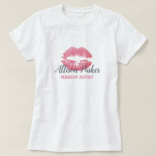 T-shirt Pink MAKEUP ARTIST Logo Kiss Nom