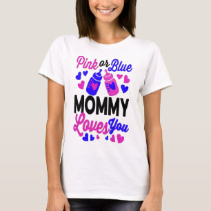 T-shirt Pink or Blue MOMMY vous aime   Baby Mom Cadeau
