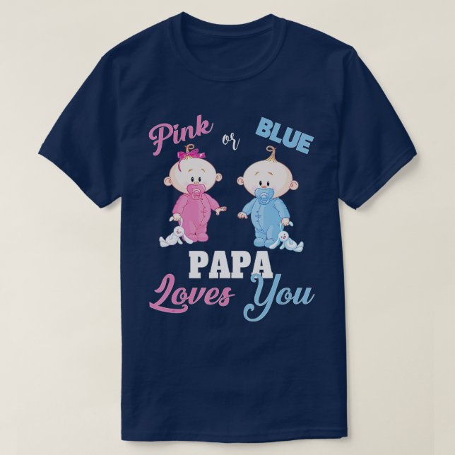 T-shirt Pink or Blue Papa aime YouGender Revela (Design devant)