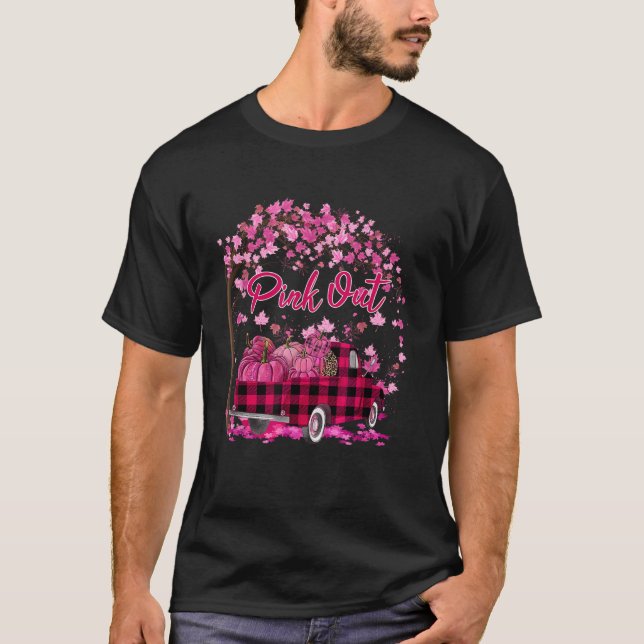 T-shirt Pink Out Camion Citrouille Cancer du sein Empreint (Devant)
