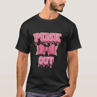 T-shirt Pink Out Cancer du sein Football Coquette Bow Mom