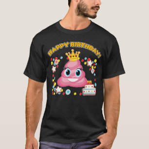 T-shirt Pink Poop Emoji Joyeuses Filles Anniversaires