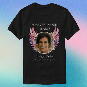 T-shirt Pink & Purples Ange Wings Funeral Photo Memorial