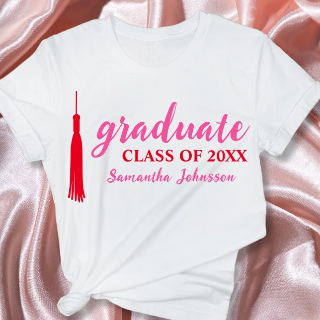 T-shirt Pink & Red Graduate Name 2024 Graduation (Pink & Red Graduate Name 2024 Graduation T-Shirt)
