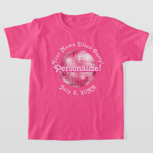 T-shirt Pink Retro Disco Ball PERSONNALISÉ