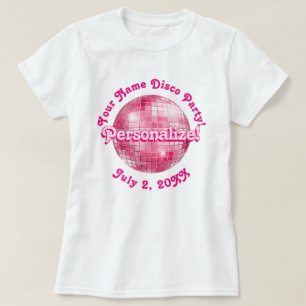 T-shirt Pink Retro Disco Ball PERSONNALISÉ