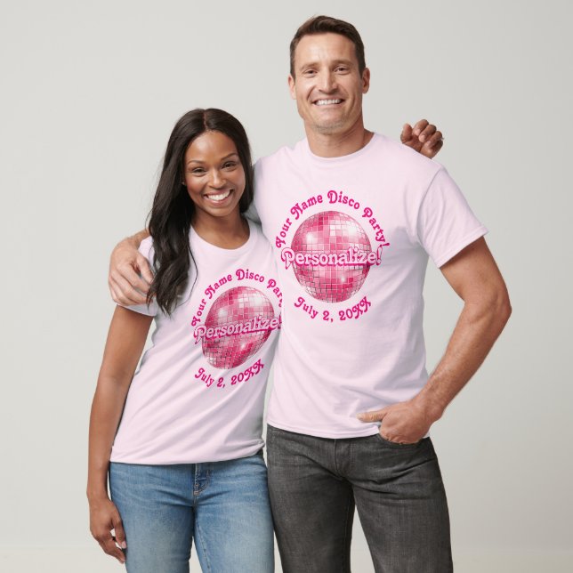T-shirt Pink Retro Disco Ball PERSONNALISÉ (Unisexe)