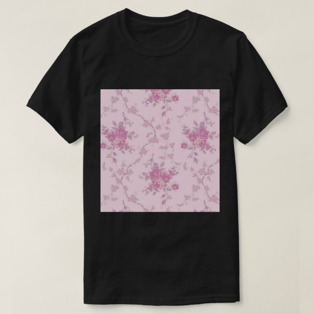 T-shirt Pink rose coquette imprimé Chiffon Top (Design devant)