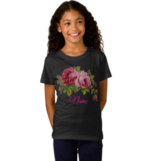 T-Shirt Pink Rose Elegance  (Cute and comfy kids’ tee for Mother’s Day—perfect for celebrating Mom with big smiles.)