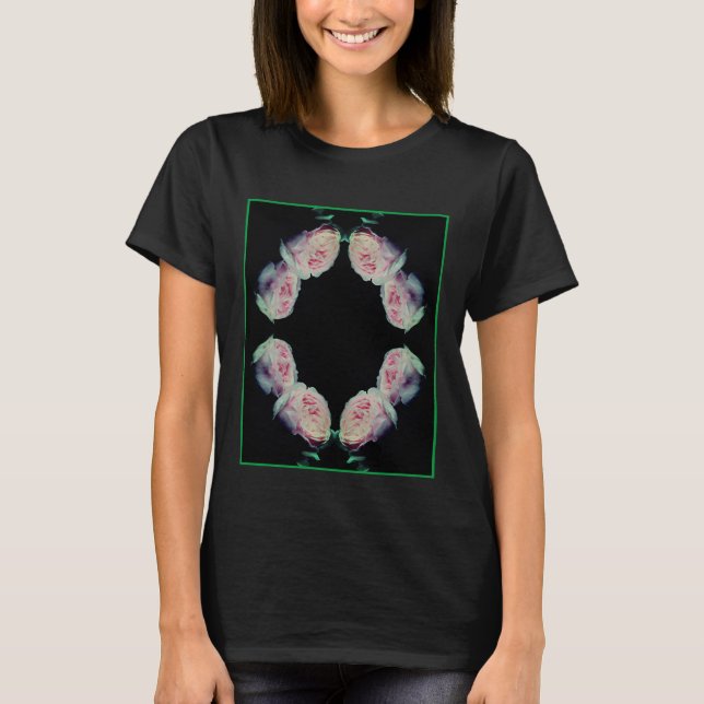 T-shirt Pink Roses Pair Abstract (Devant)