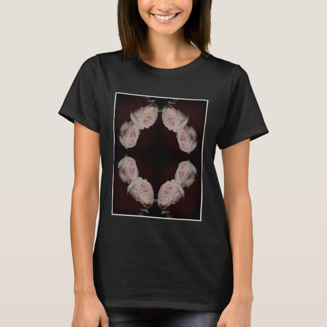 T-shirt Pink Roses Pair Vintage Abstract (Devant)