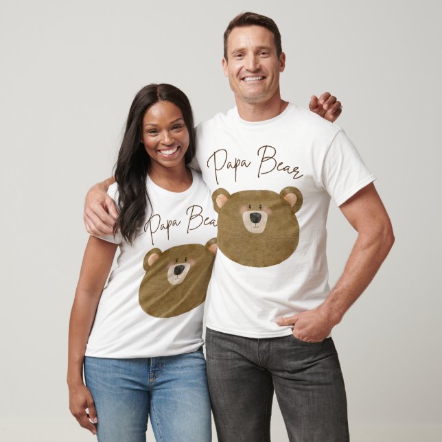 T-shirt Pink Teddy Bearly Wait Papa Bear Baby shower (Unisexe)