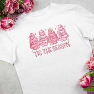 T-shirt Pink Tis Season Noël Tree Cake Holiday