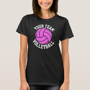 T-shirt Pink Volleyball Custom Nom de l’équipe Tee noire p