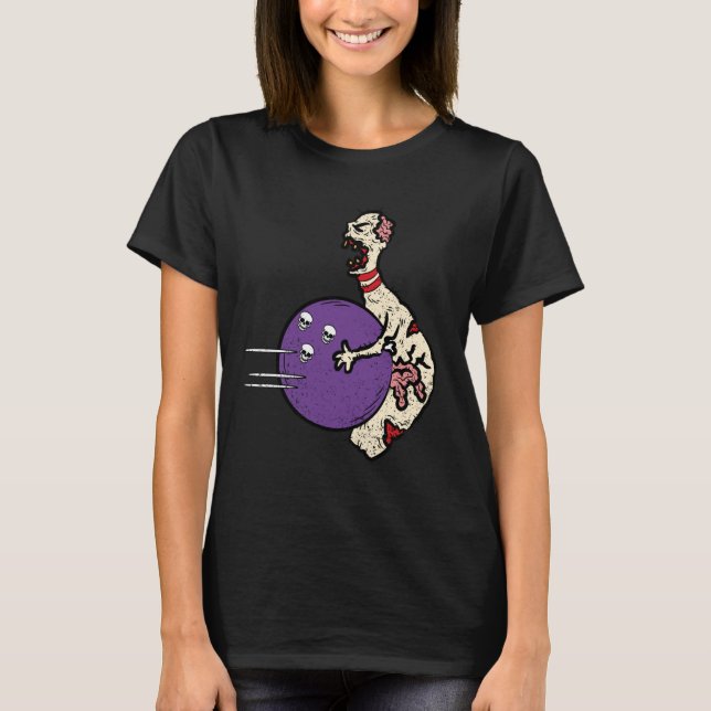 T-shirt Pins de bowling Zombie Halloween Bowler Hommes fem (Devant)