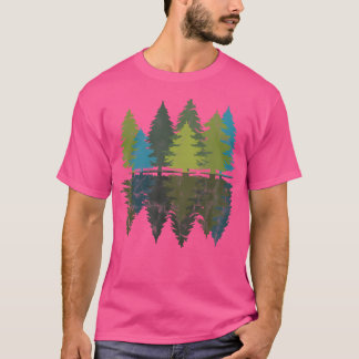 T-shirt Pins de Forêt Camping Randonnée Nature Extérieur D