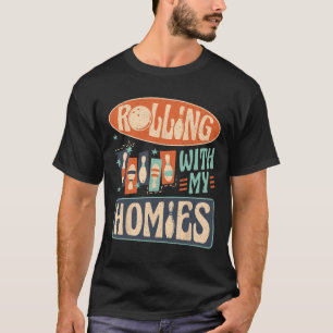 T-shirt Pins De L'Équipe De Bowling Grève Avec Mes Hommes