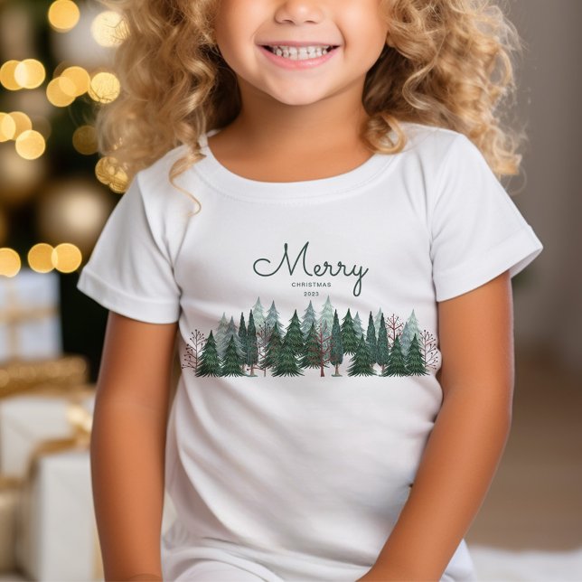 T-Shirt Pins verts rustiques Noël (Rustic green pine trees Christmas Holiday T-Shirt)