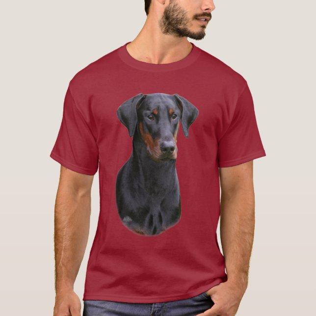 T-shirt Pinscher noir à oreilles naturel de dobermann (Devant)
