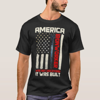 T-shirt Pionnier de fer Patriot américain Drapeau métalliq