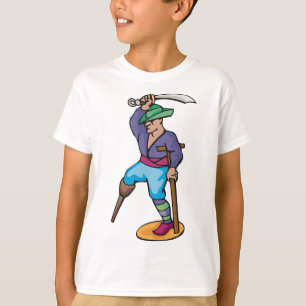 T-shirt Pirate avec Jambe de Bois et Épée