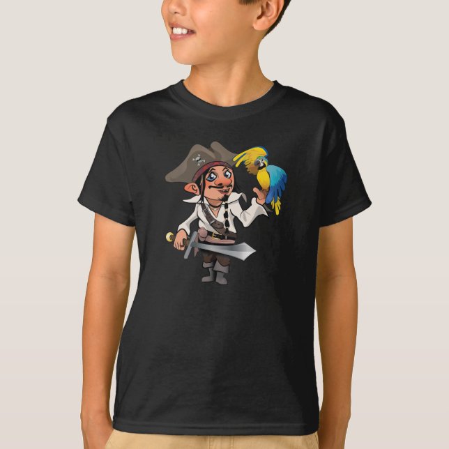 T-shirt Pirate avec le perroquet et l'épée (Devant)