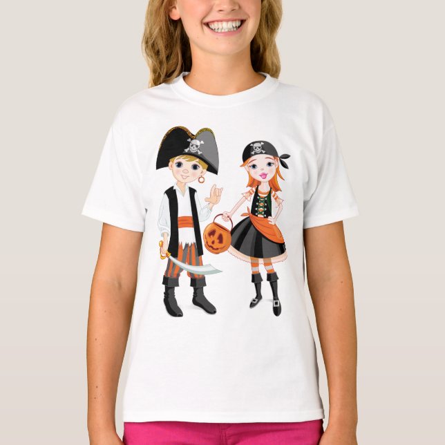 T-shirt Pirate Boy And Girl Girl Girls (Devant)