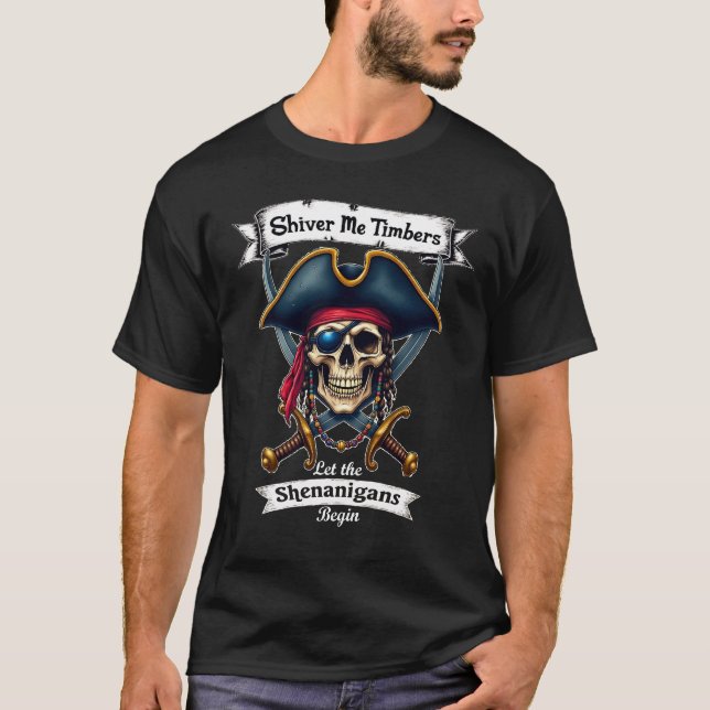 T-shirt Pirate crâne me frissonner Timbres Halloween (Devant)