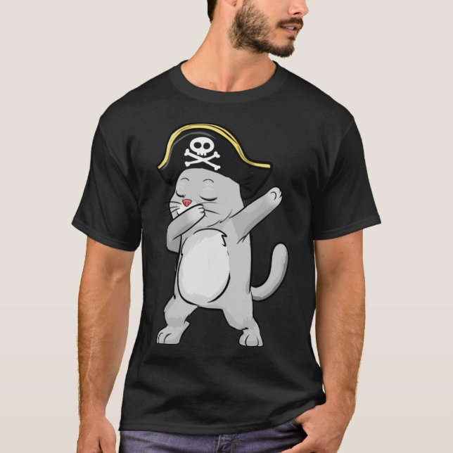 T-shirt Pirate Dabbing mignon Chat Aime les animaux de com (Devant)