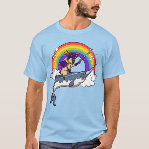 T-shirt Pirate de chien de carlin montant des poissons de
