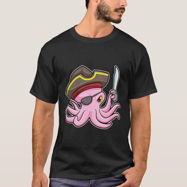T-shirt Pirate de pieuvre avec patch Sabre et Oeil (Devant)
