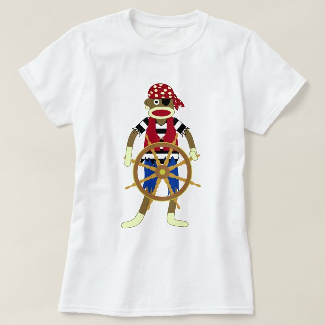T-shirt Pirate de singe de chaussette (Design devant)