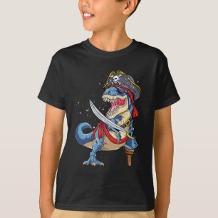 T-shirt Pirate Dinosaure T Rex Jolly Roger Halloween Drôle