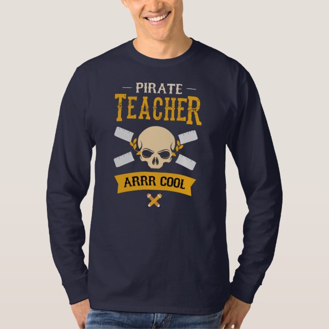 T-shirt Pirate Enseignant Arr Cool Crâne Rustique (Devant)
