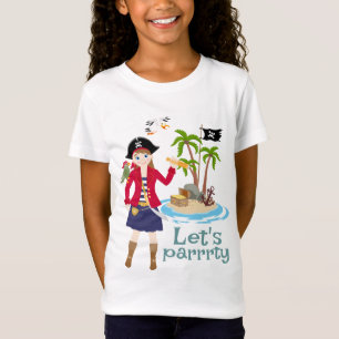 T-Shirt Pirate Girl Treasure Map Amusant Anniversaire Fête