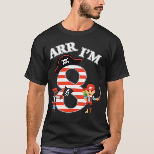 T-shirt Pirate Ship 8e anniversaire Jour d'anniversaire Ga (Devant)